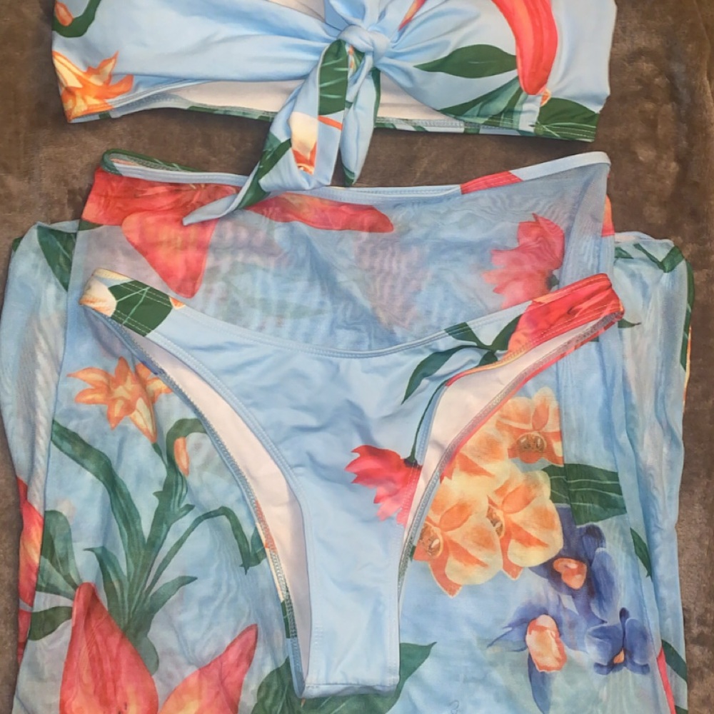 Light Blue Floral Bikini Set